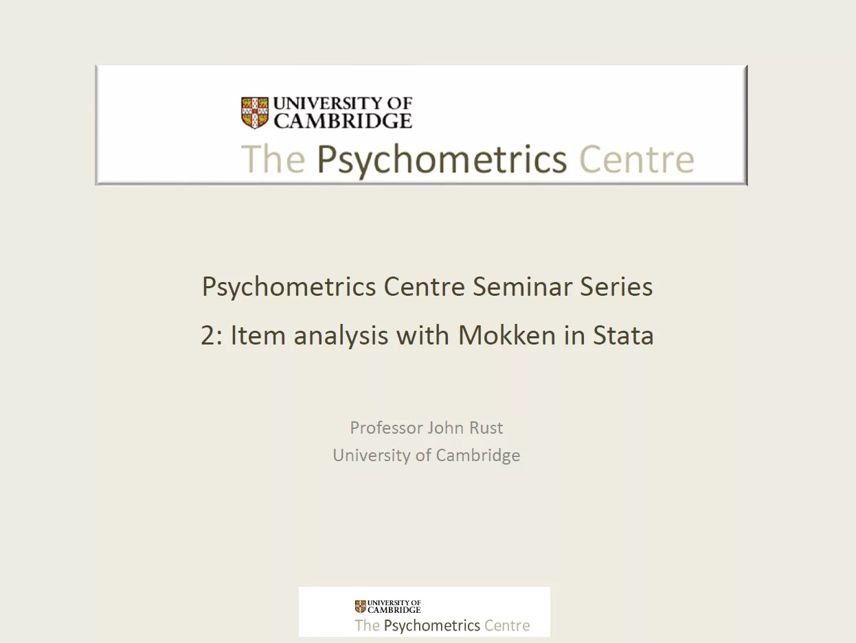 Item analysis with Mokkken in Stata